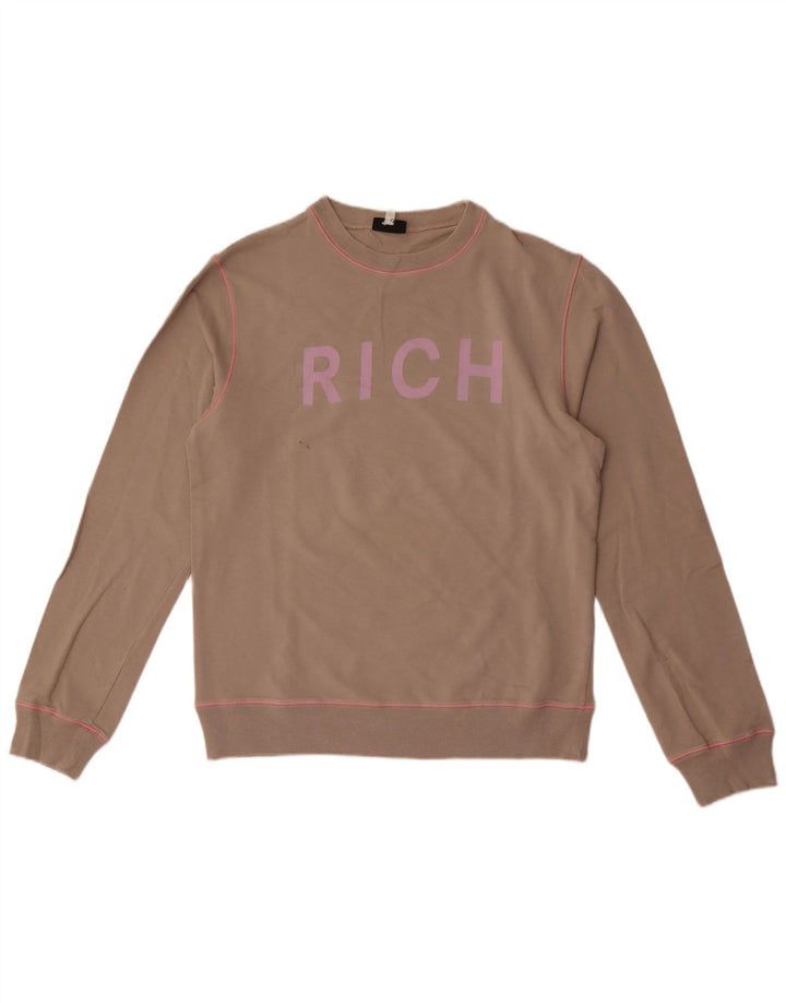 Richmond Mens Graphic Sweatshirt Jumper Large Brown Cotton