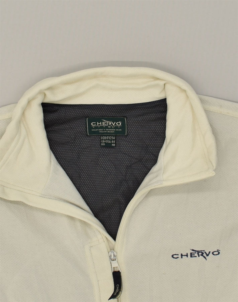 CHERVO Mens Sleeveless Tracksuit Top Jacket UK 44 XL White Polyester | Vintage Chervo | Thrift | Second-Hand Chervo | Used Clothing | Messina Hembry 