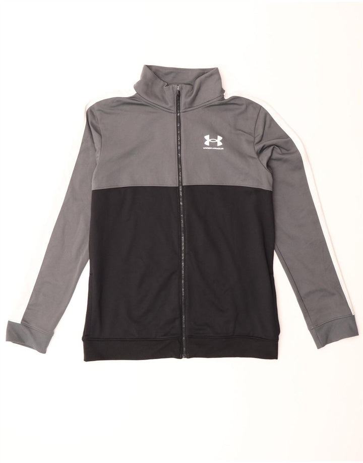 Under Armour Boys Tracksuit Top Jacket 13-14 Years XL Grey Colourblock