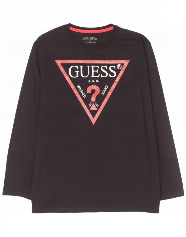 Guess Boys Graphic Top Long Sleeve 13-14 Years Black Cotton