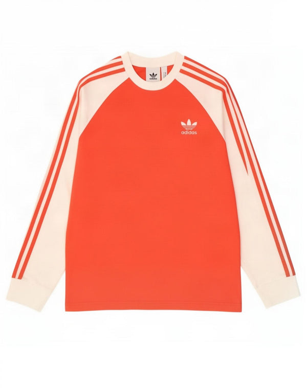 Adidas Mens Top Long Sleeve Medium Red Colourblock Cotton