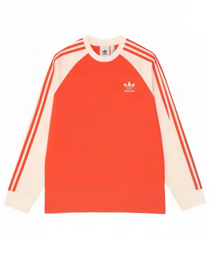 Adidas Mens Top Long Sleeve Medium Red Colourblock Cotton