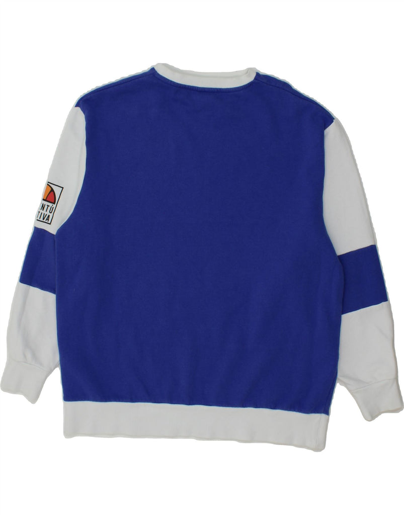 ELLESSE Womens Oversized Sweatshirt Jumper US 8 Medium Blue Colourblock Vintage Ellesse and Second-Hand Ellesse from Messina Hembry 