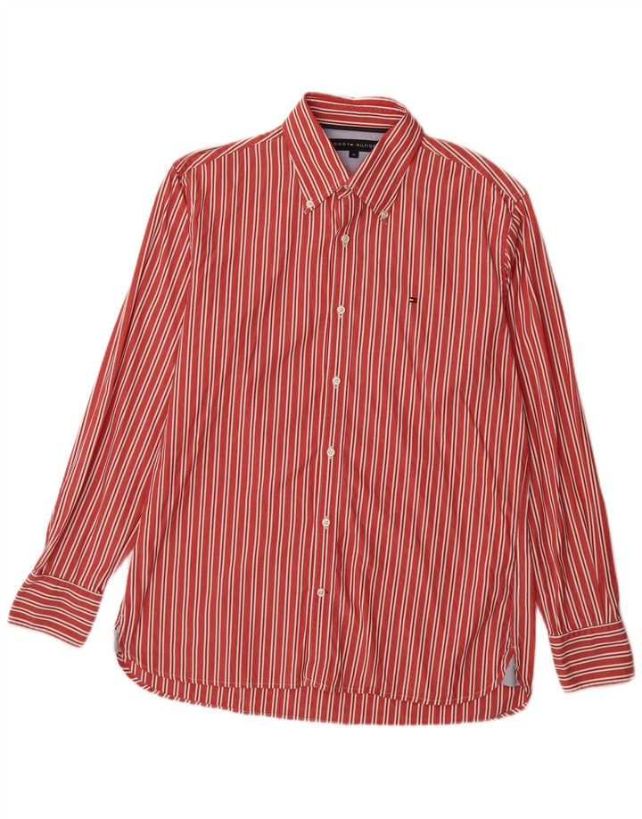 Tommy Hilfiger Mens Shirt Medium Red Striped Cotton
