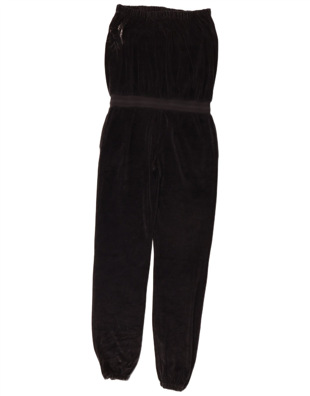 Iceberg Womens Strapless Velour Jumpsuit IT 44 Medium  Black Cotton