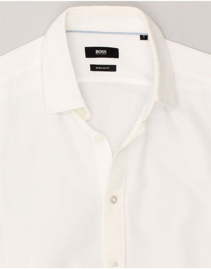 HUGO BOSS Mens Regular Fit Shirt Small White Cotton | Vintage Hugo Boss | Thrift | Second-Hand Hugo Boss | Used Clothing | Messina Hembry 