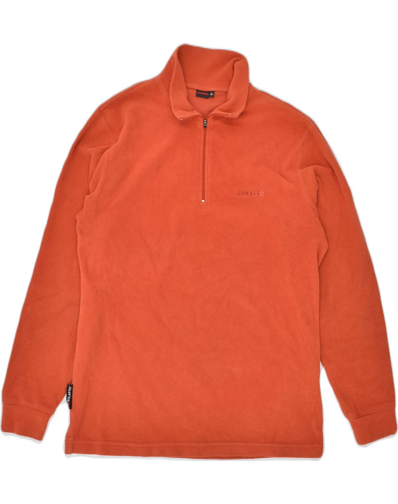 INVICTA Mens Zip Neck Fleece Jumper Medium Orange Polyester | Vintage | Thrift | Second-Hand | Used Clothing | Messina Hembry 