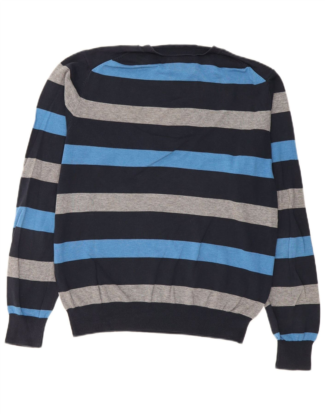 Sun68 Mens Crew Neck Jumper Sweater Large Blue Striped Cotton