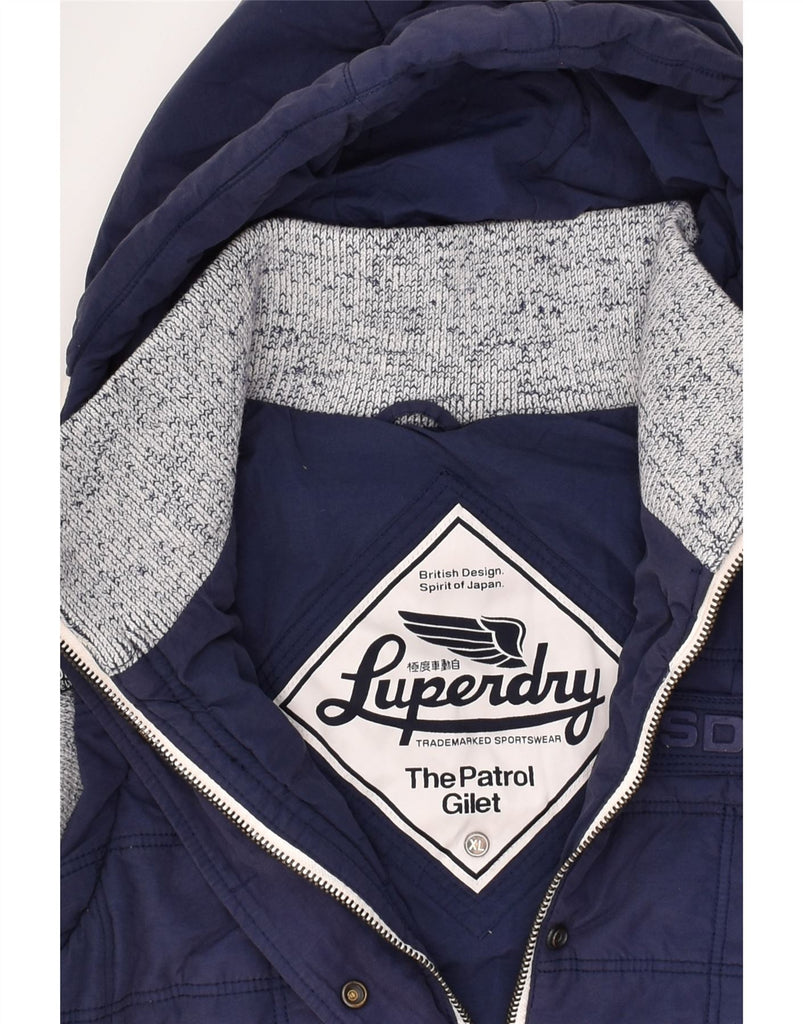 SUPERDRY Womens Hooded Gilet UK 18 XL Navy Blue Cotton | Vintage Superdry | Thrift | Second-Hand Superdry | Used Clothing | Messina Hembry 