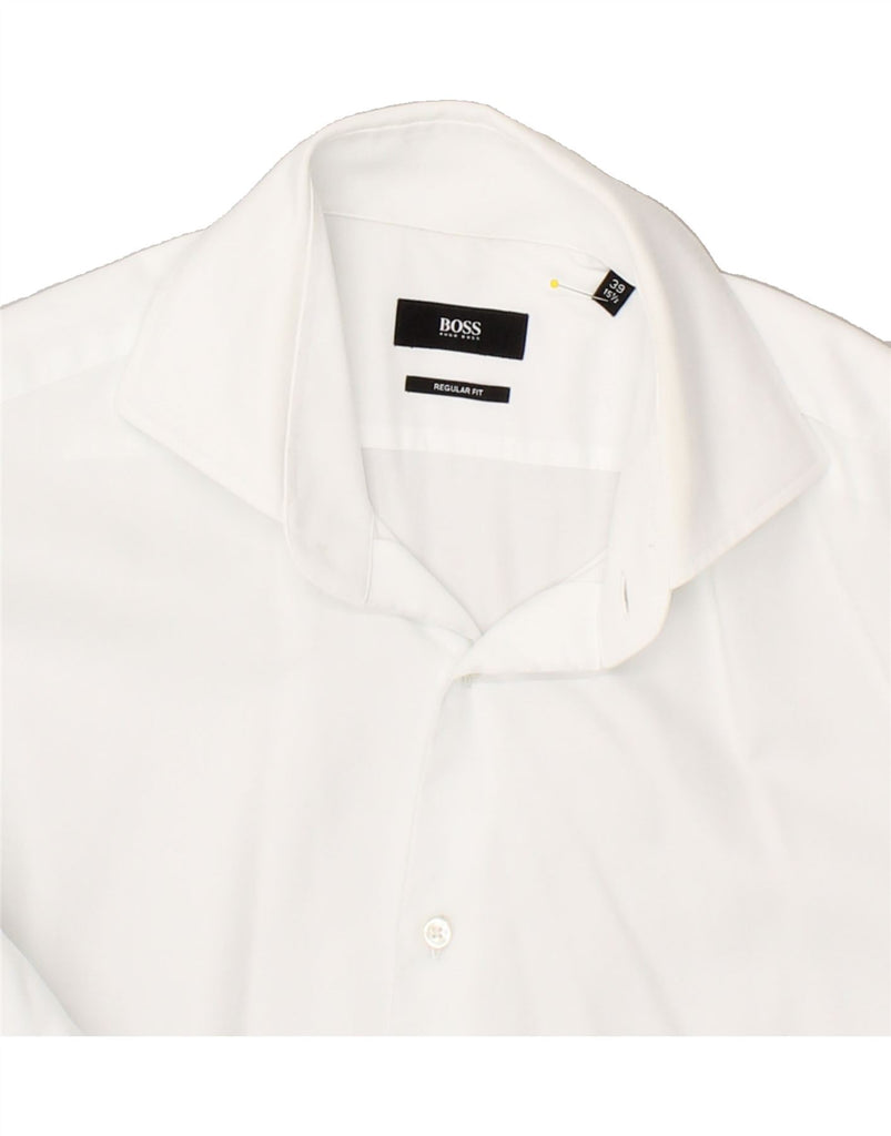 HUGO BOSS Mens Regular Fit Shirt Size 39 15 1/2 Medium White | Vintage Hugo Boss | Thrift | Second-Hand Hugo Boss | Used Clothing | Messina Hembry 