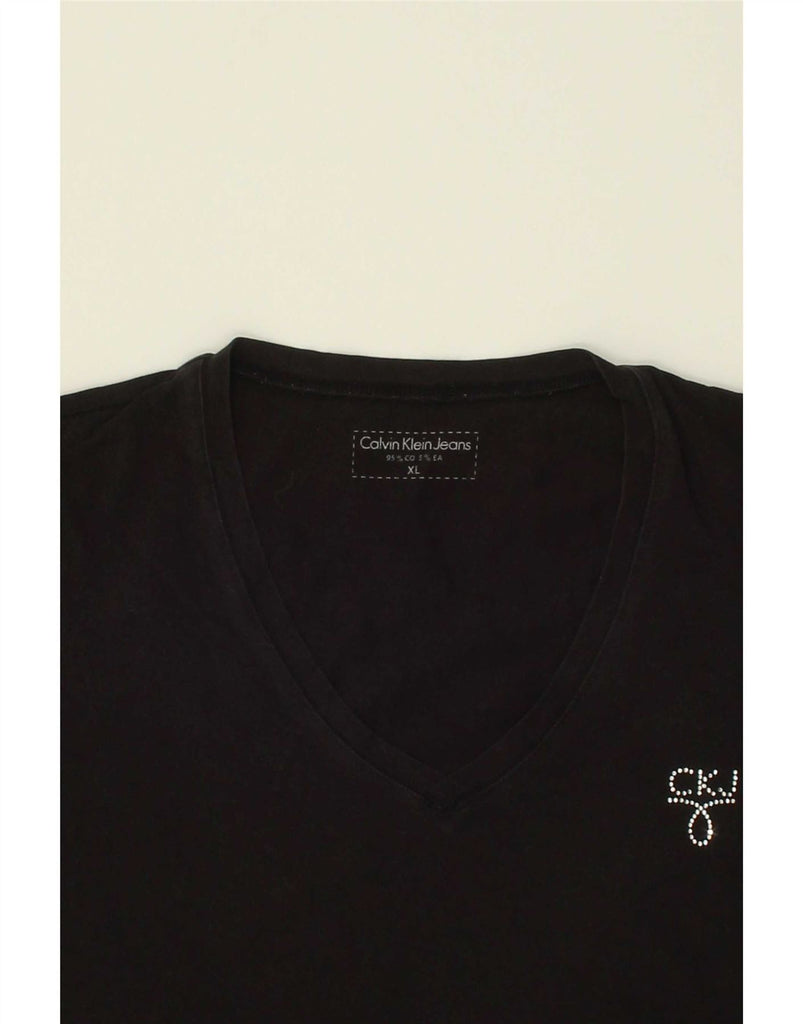 CALVIN KLEIN JEANS Womens Slim Fit T-Shirt Top UK 18 XL Black Cotton Vintage Calvin Klein Jeans and Second-Hand Calvin Klein Jeans from Messina Hembry 