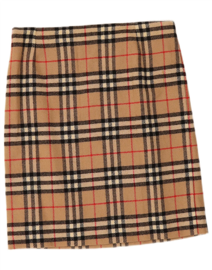 VINTAGE Womens Straight Skirt W32 Large  Beige Check