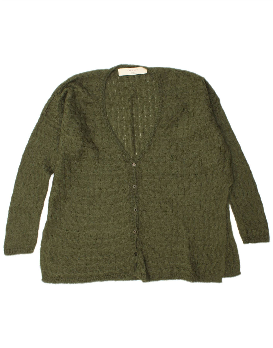 Zara Womens Oversized Cardigan Sweater UK 14 Medium Green