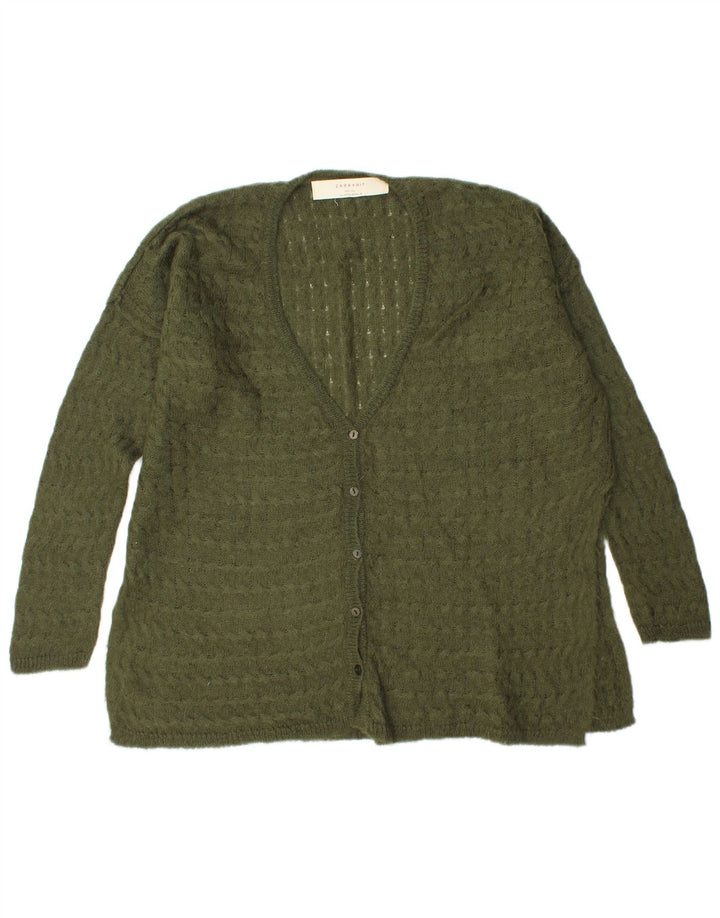 Zara Womens Oversized Cardigan Sweater UK 14 Medium Green