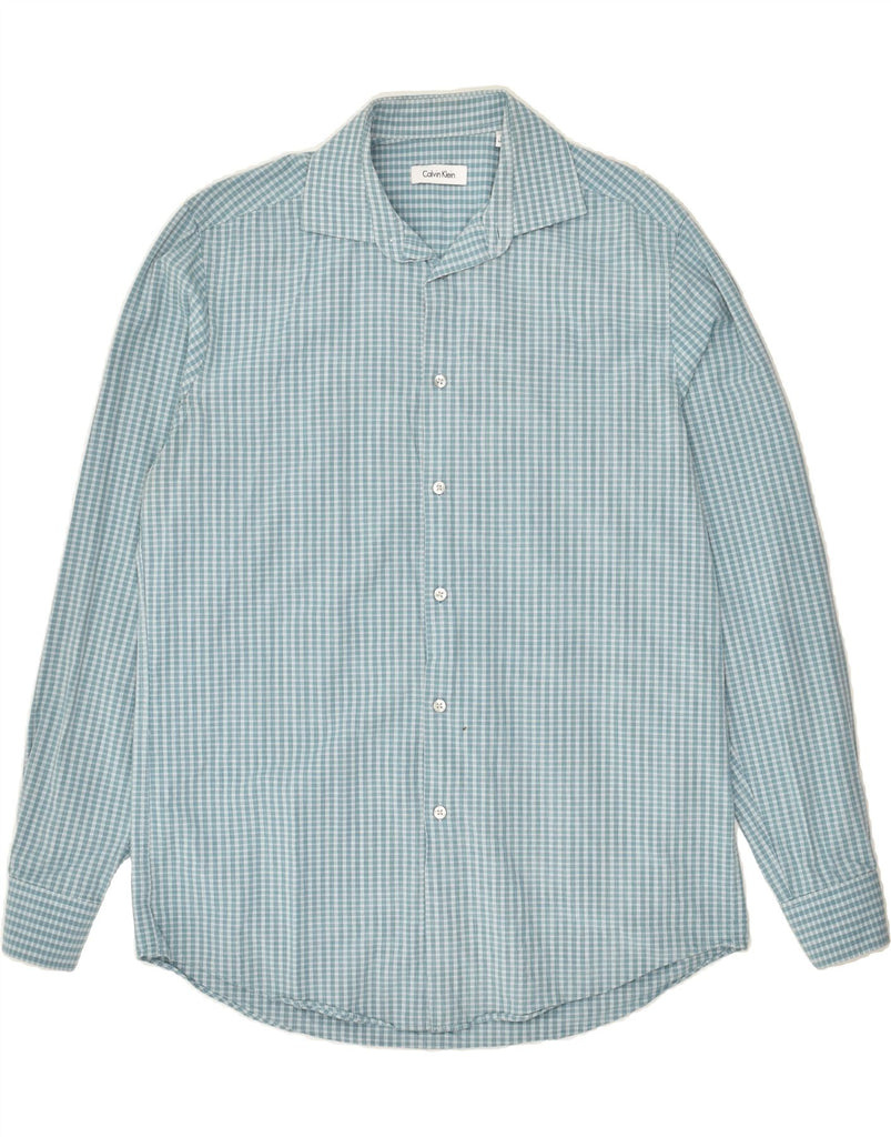 CALVIN KLEIN Mens Shirt Size 15 1/2 Medium Blue Check | Vintage Calvin Klein | Thrift | Second-Hand Calvin Klein | Used Clothing | Messina Hembry 