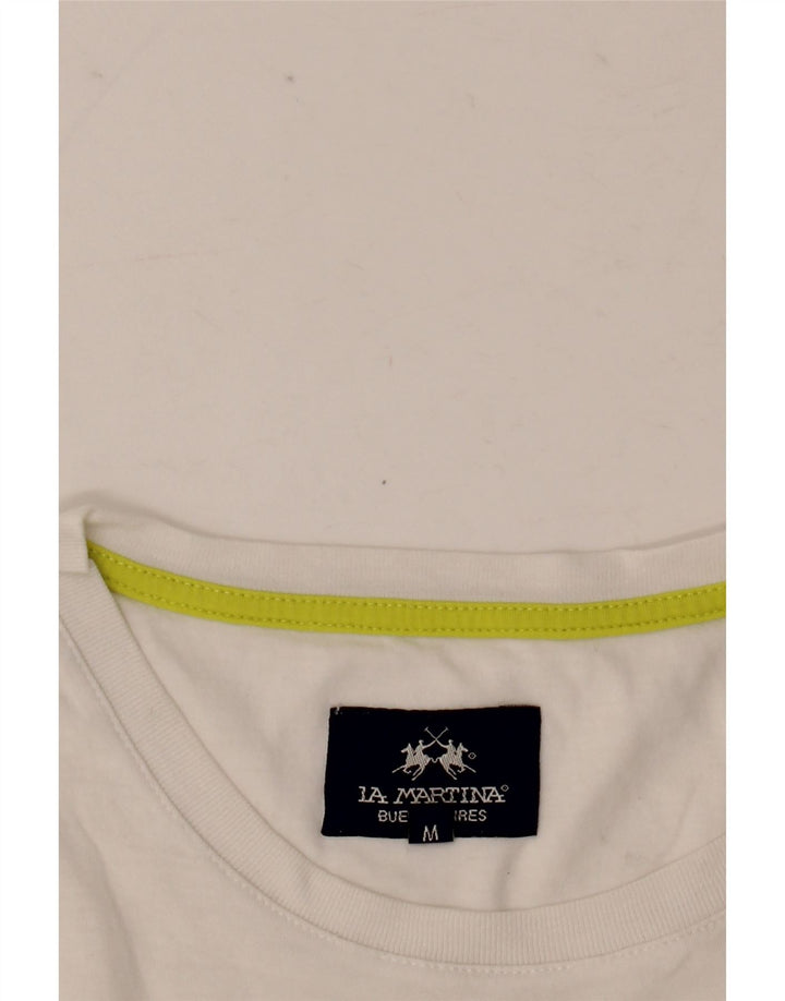 La Martina Mens Graphic T-Shirt Top Medium White