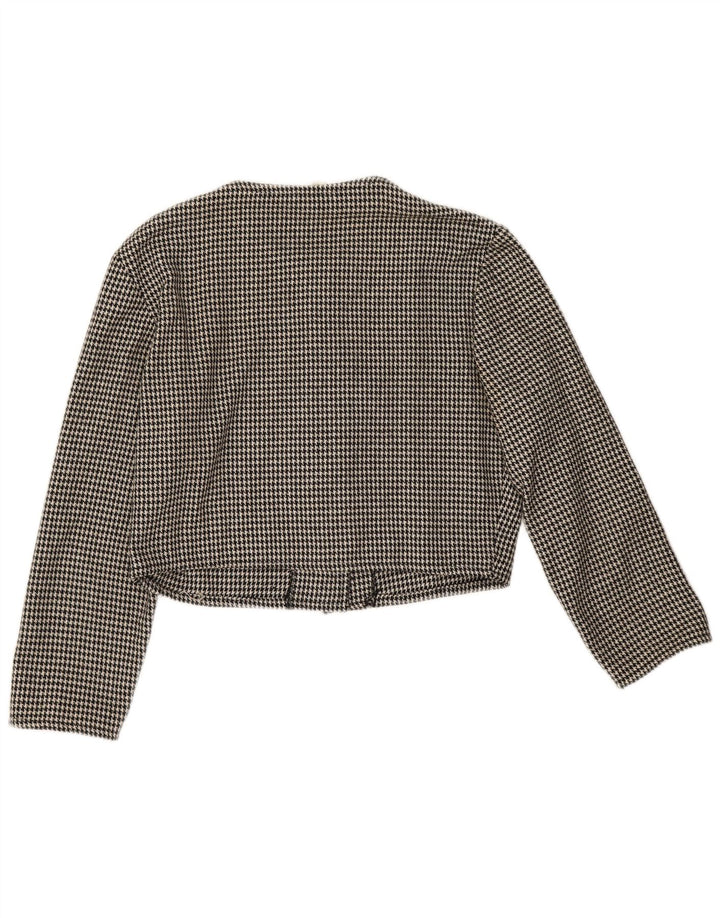 Vintage Womens Crop 5 Button Blazer Jacket IT 44 Medium Black Houndstooth