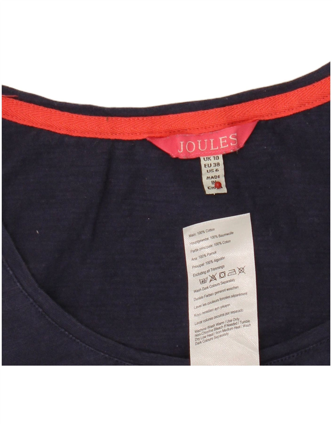 Joules Womens Vest Top UK 10 Small Navy Blue Cotton