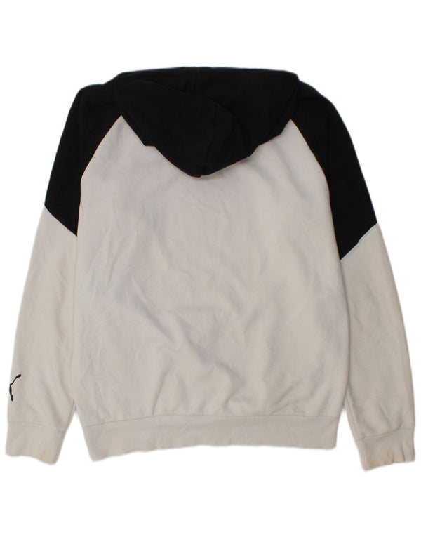 Puma Mens Graphic Hoodie Jumper Small White Colourblock Cotton