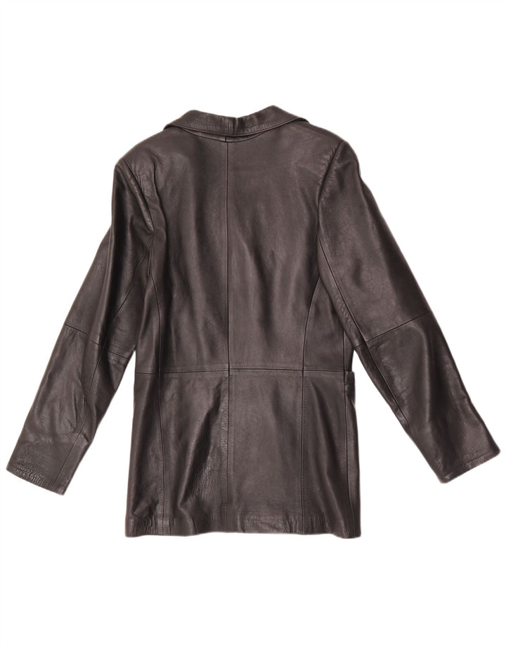 Vintage Womens 5 Button Leather Blazer Jacket UK 8 Small Black
