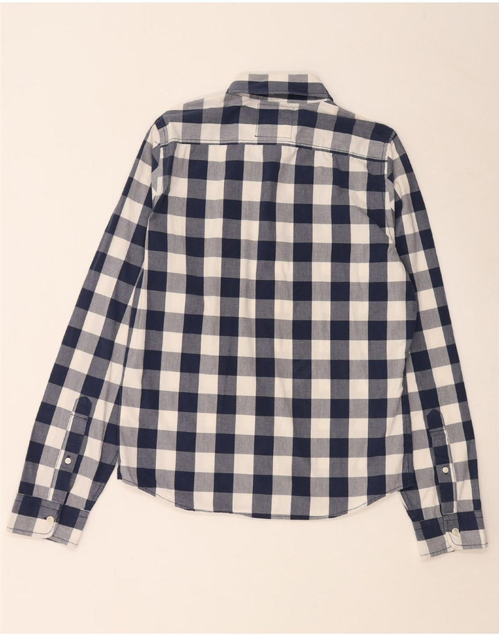 Hollister Mens Shirt Large Navy Blue Gingham Cotton