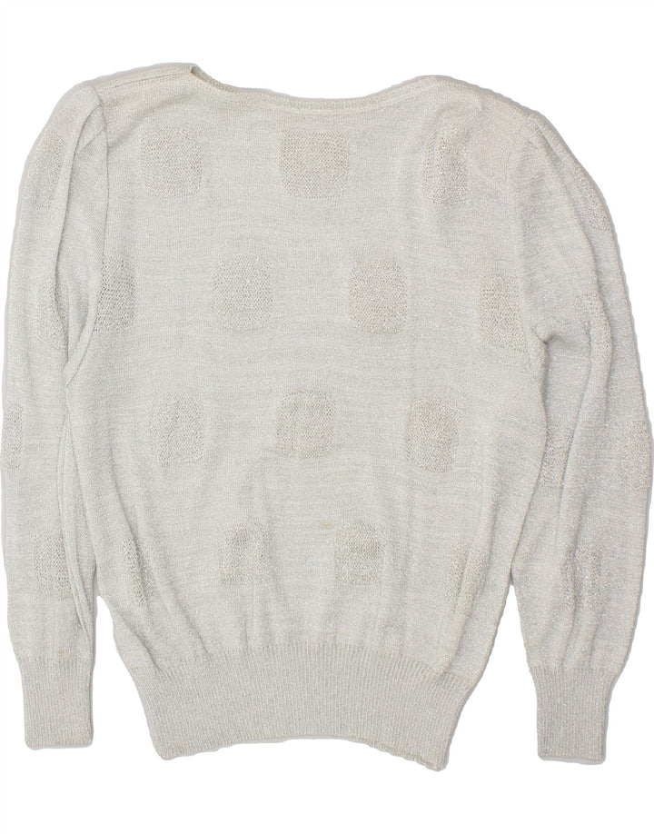 VINTAGE Womens Boat Neck Jumper Sweater UK 14 Large Grey | Vintage Vintage | Thrift | Second-Hand Vintage | Used Clothing | Messina Hembry 