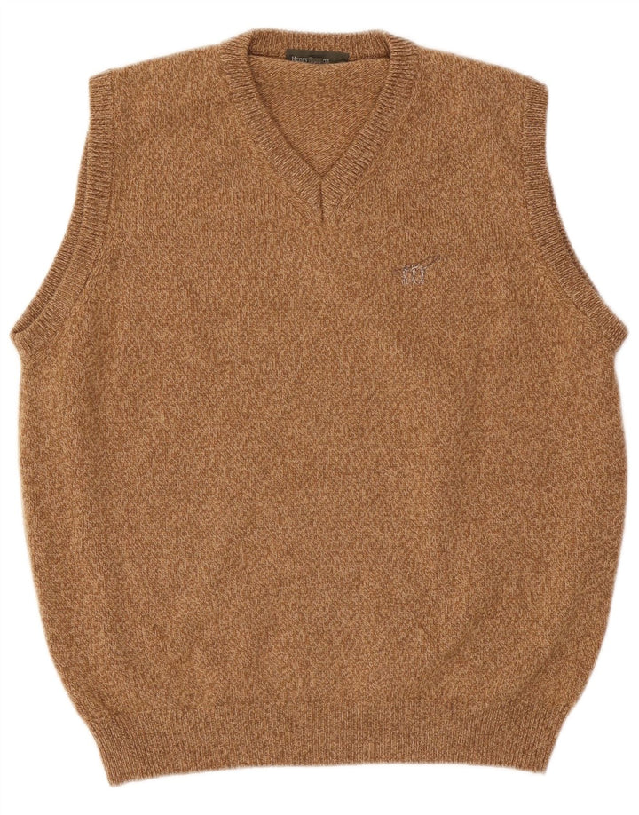 Henry Cottons Mens Vest Tank Top Medium Brown Flecked Wool