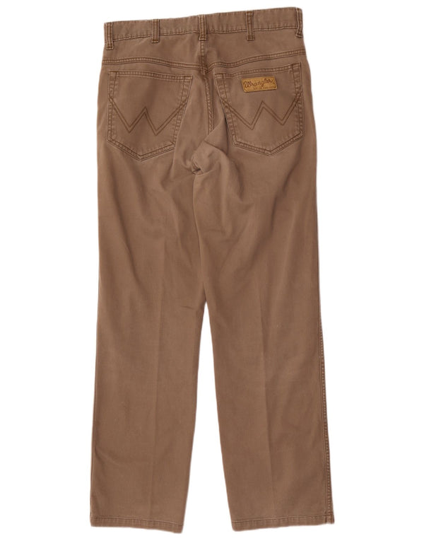 Wrangler Mens Texas Stretch Straight Casual Trousers W31 L31 Brown Cotton