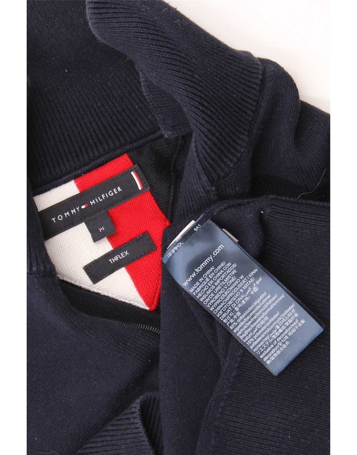 Tommy Hilfiger Mens Zip Neck Jumper Sweater Medium Navy Blue Colourblock