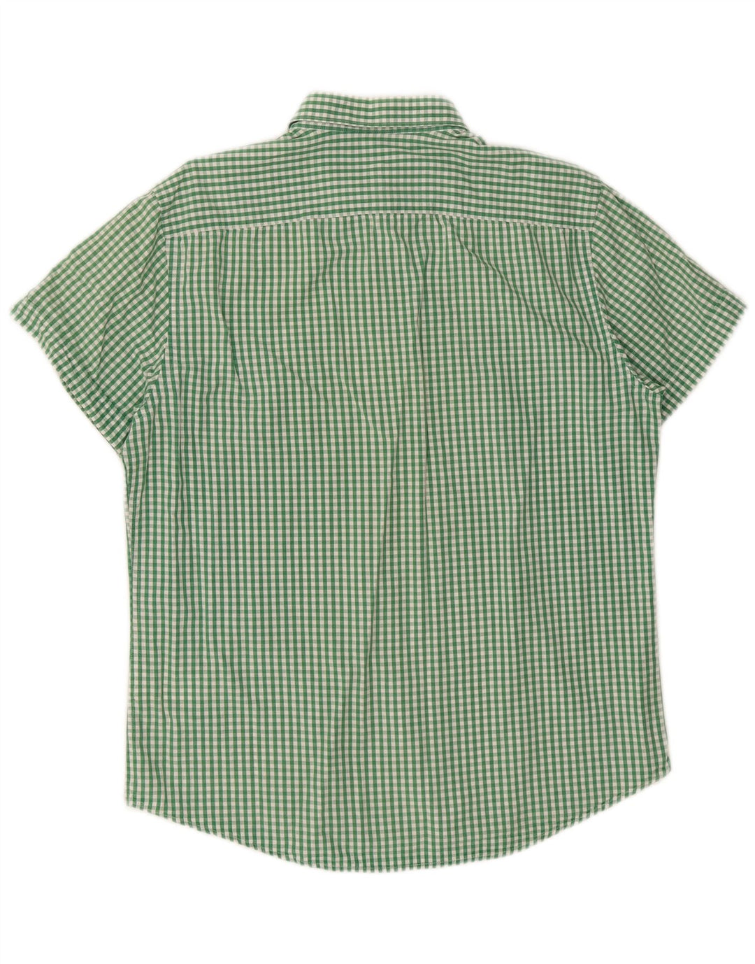 ADIDAS Mens Short Sleeve Shirt IT 42 Large Green Gingham Cotton