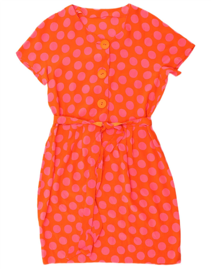 Vintage Womens A-Line Dress UK 14 Medium Orange Polka Dot