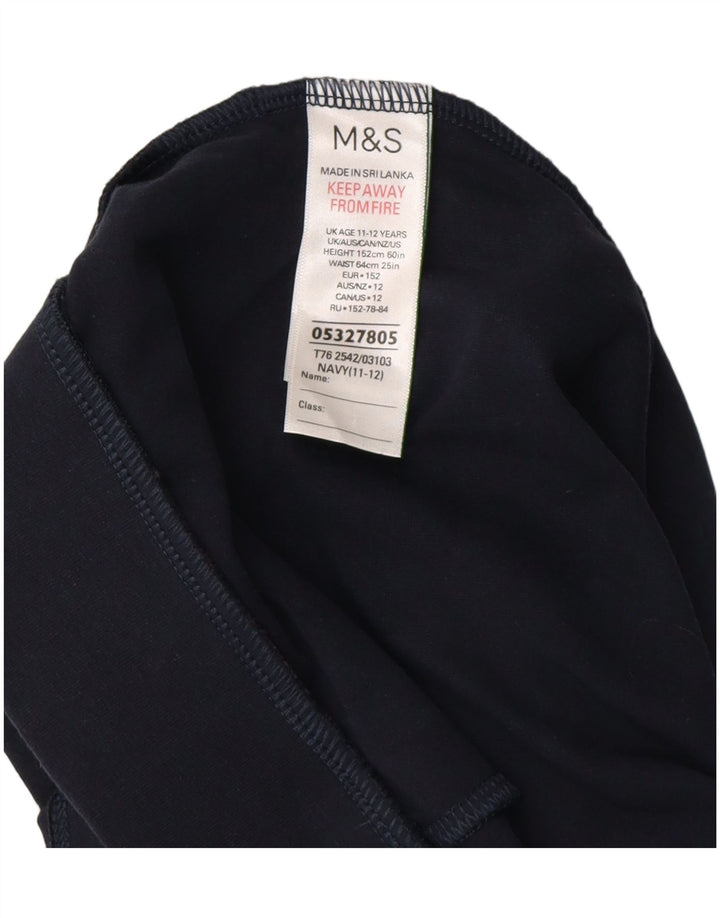 MARKS & SPENCER Girls Skort 11-12 Years Navy Blue Cotton