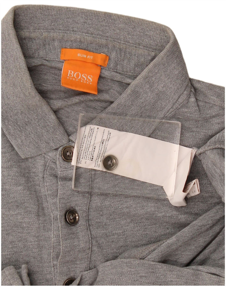 Hugo Boss Mens Slim Fit Polo Shirt Small Grey Cotton