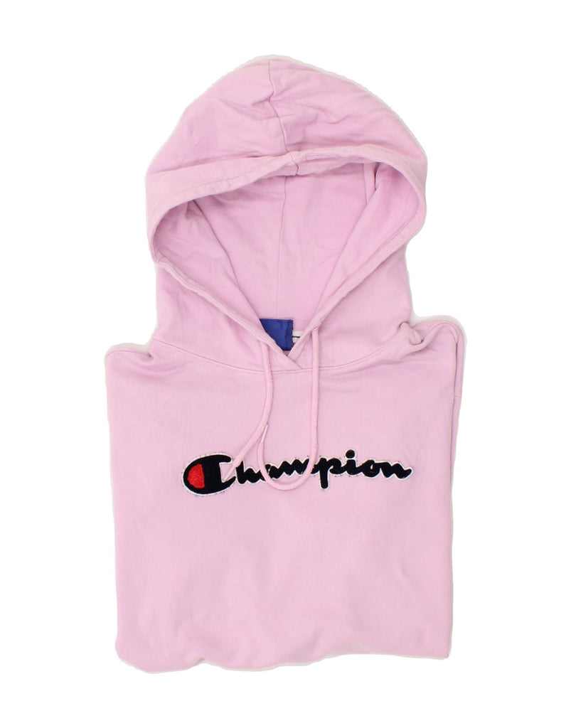 CHAMPION Womens Graphic Hoodie Jumper UK 16 Large Pink Cotton Vintage Champion and Second-Hand Champion from Messina Hembry 