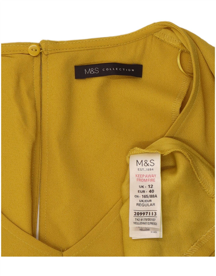 Marks & Spencer Womens A-Line Dress UK 12 Medium  Yellow Polyester