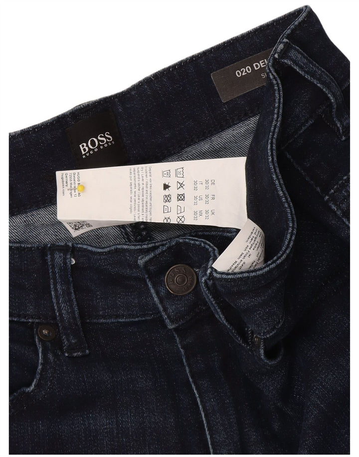 Hugo Boss Mens Stretch Slim Jeans W30 L32 Navy Blue Cotton