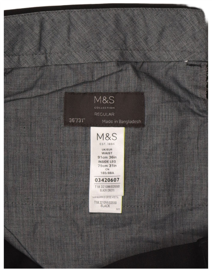 Marks & Spencer Mens Regular Fit Straight Suit Trousers W36 L31 Black