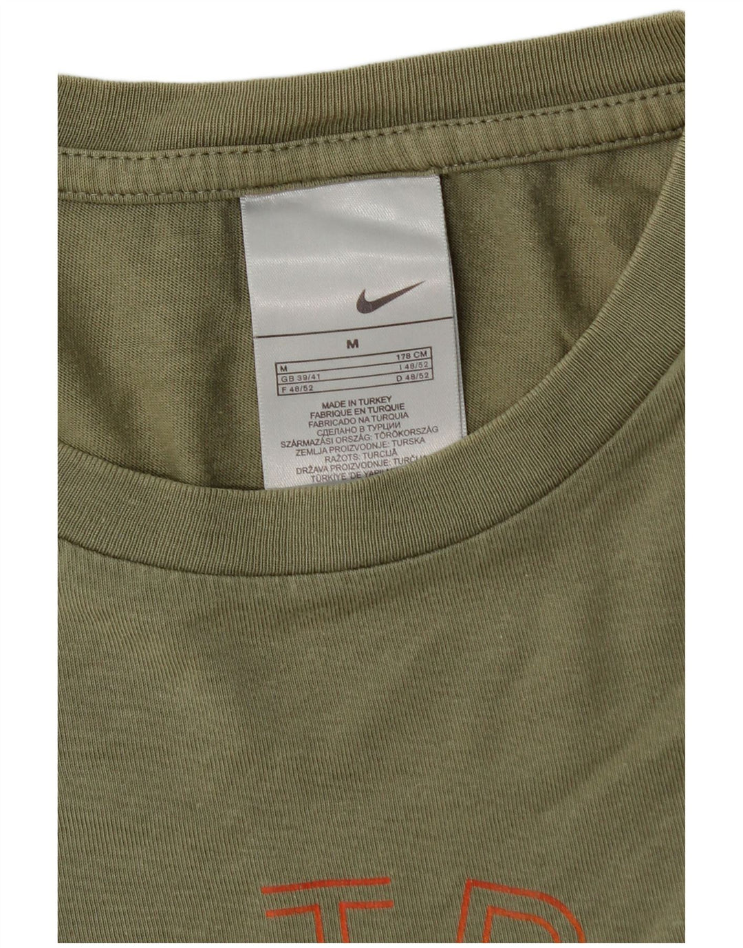 NIKE Mens Graphic T-Shirt Top UK 39/41 Medium Khaki Cotton