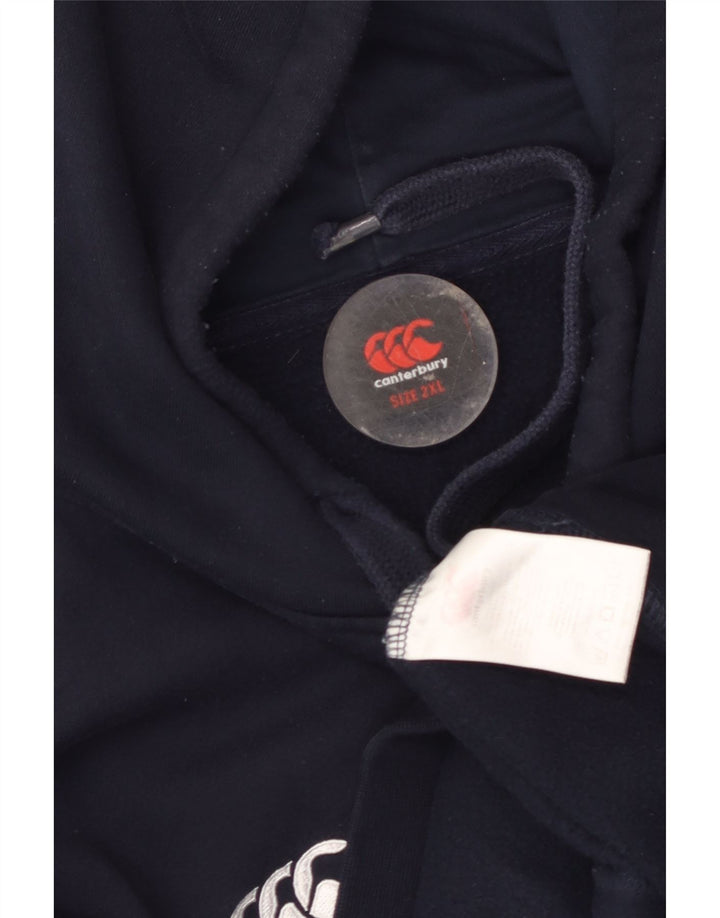 CANTERBURY Mens Hoodie Jumper 2XL Navy Blue Cotton