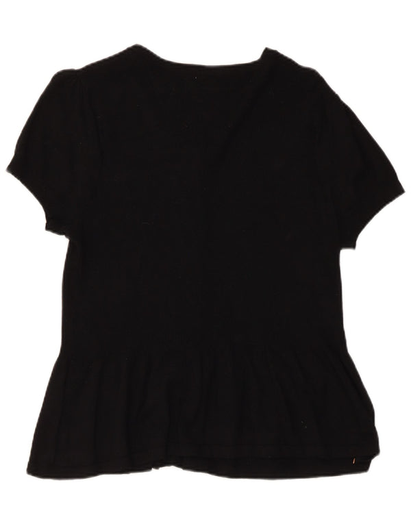 Marks & Spencer Womens Short Sleeve Shirt Blouse UK 18 Large  Black Viscose