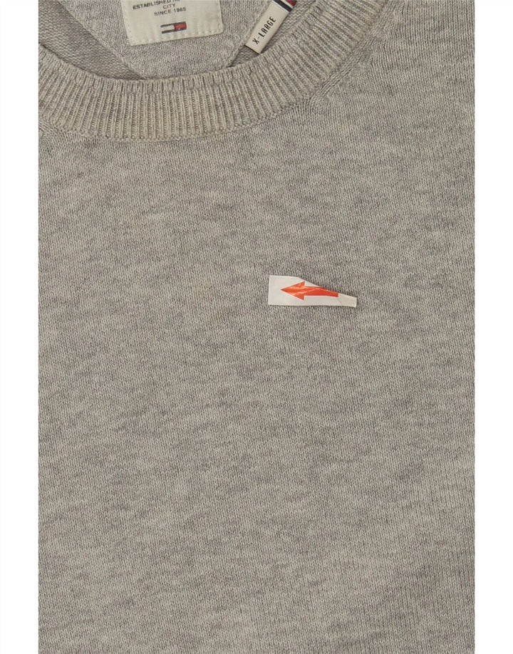 Tommy Hilfiger Mens Crew Neck Jumper Sweater XL Grey Cotton
