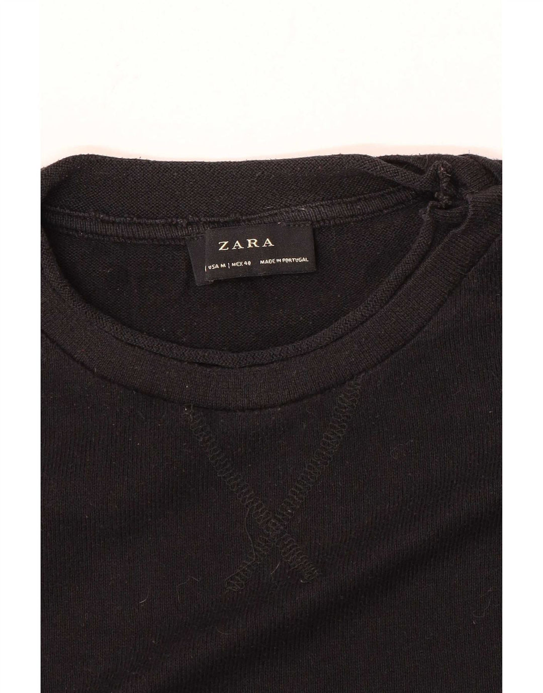 Zara Mens Crew Neck Jumper Sweater Medium Black