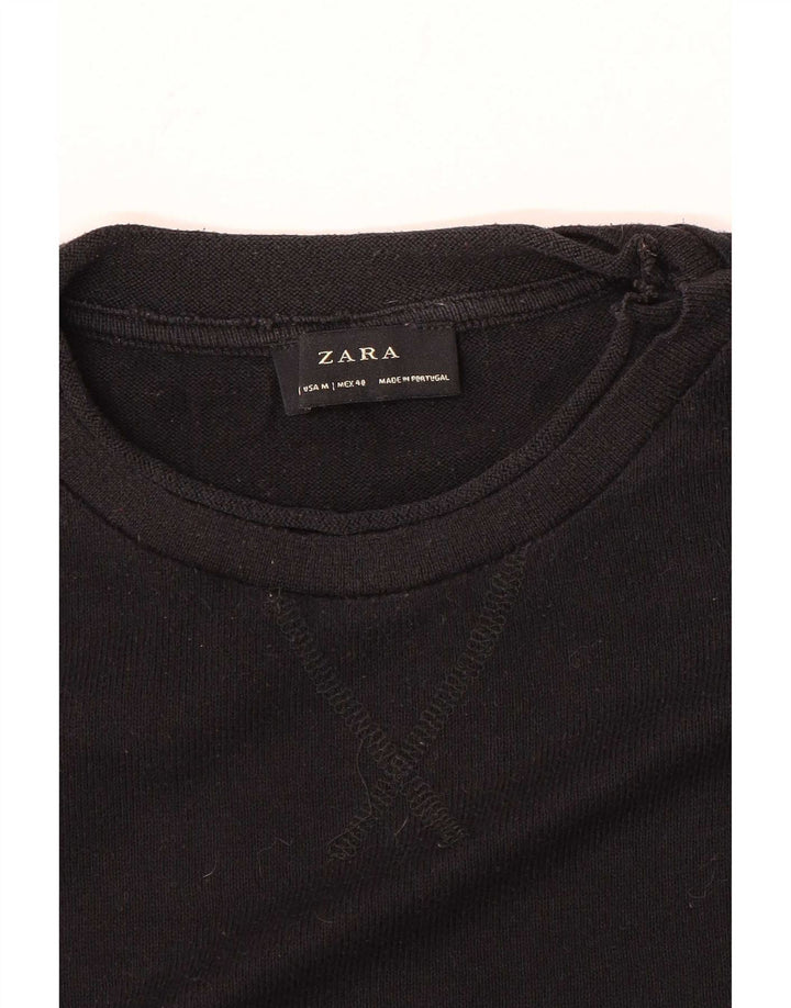 Zara Mens Crew Neck Jumper Sweater Medium Black