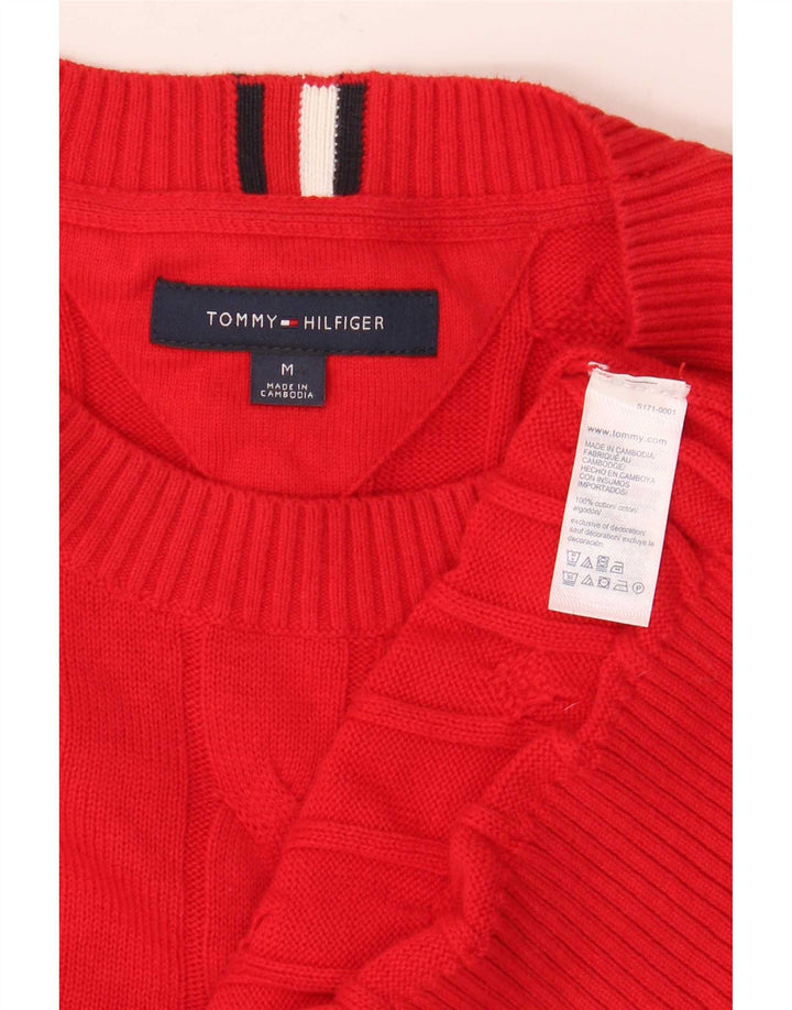 Tommy Hilfiger Mens Crew Neck Jumper Sweater Medium Red Cotton