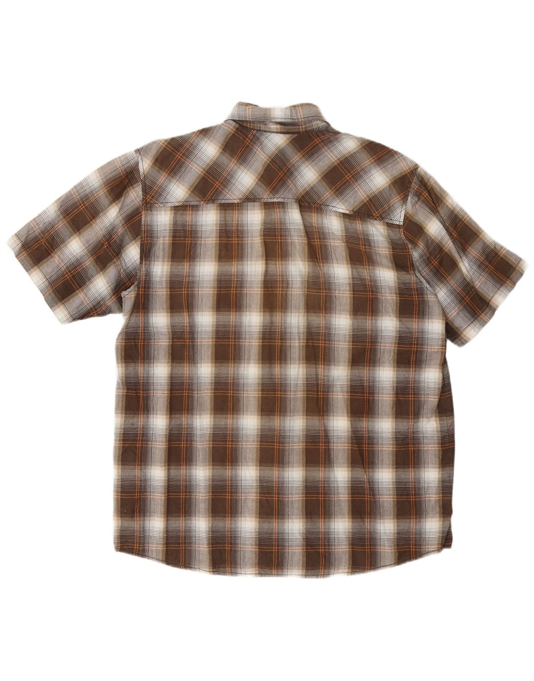 CARHARTT Mens Short Sleeve Shirt Large Brown Check Cotton