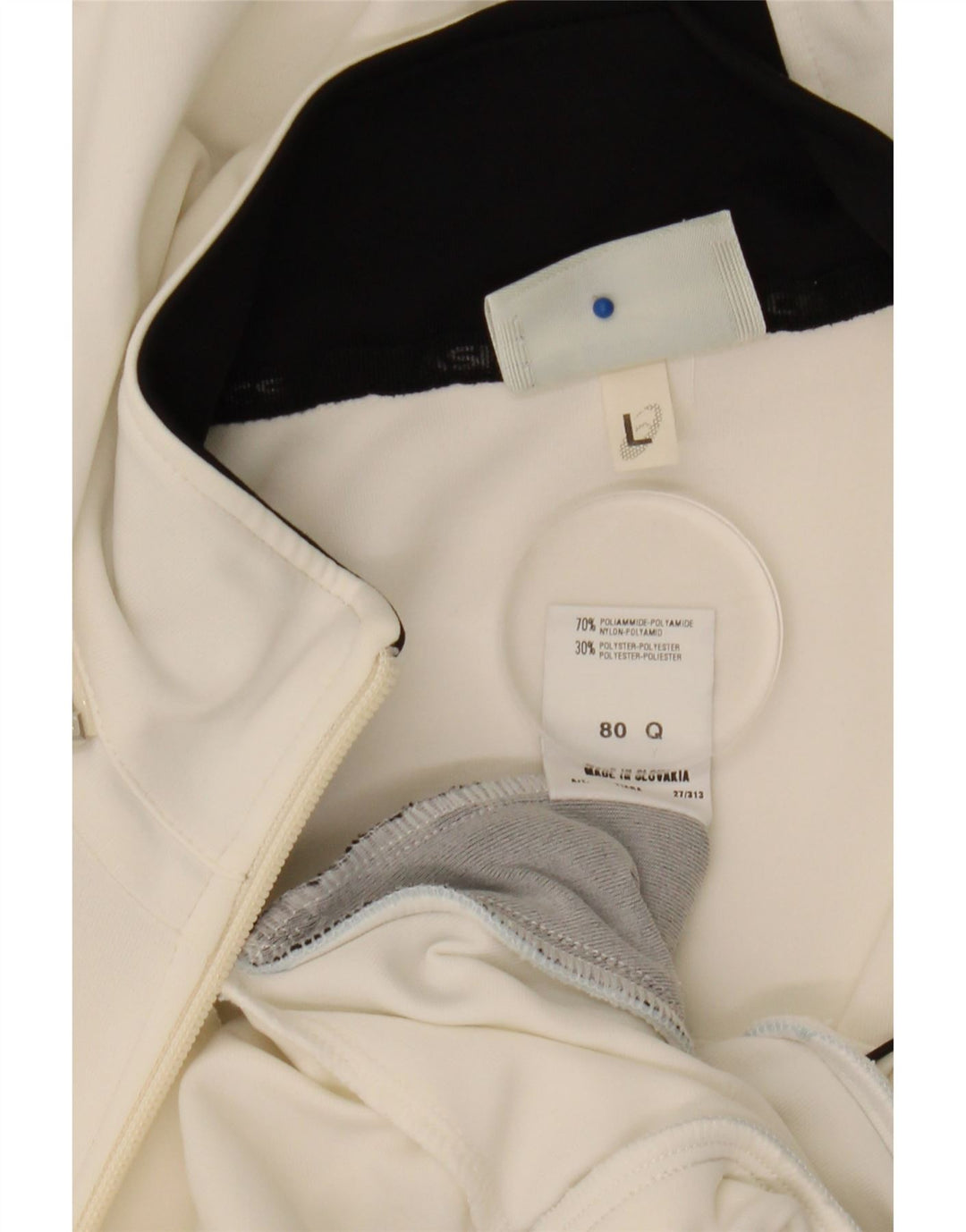 Asics Womens Hooded Tracksuit Top Jacket UK 16 Large White Colourblock