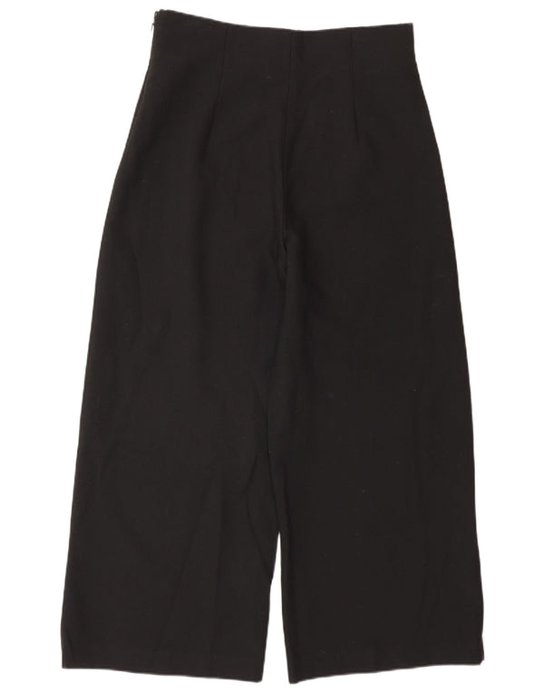Zara Womens High Waist Loose Fit Cropped Trousers Medium W28 L25 Black