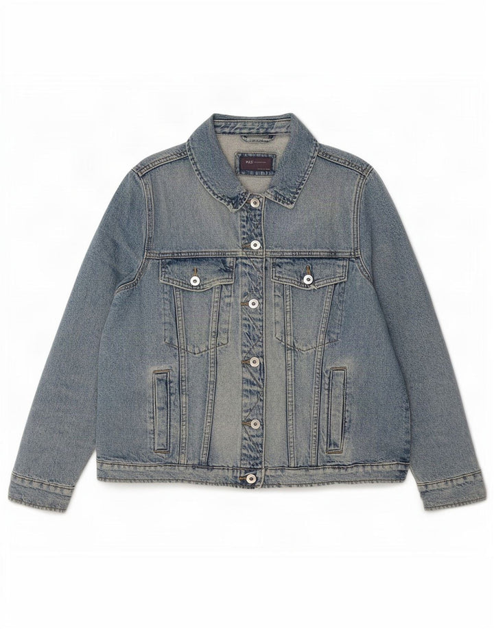 Marks & Spencer Womens Denim Jacket UK 16 Large Blue Cotton