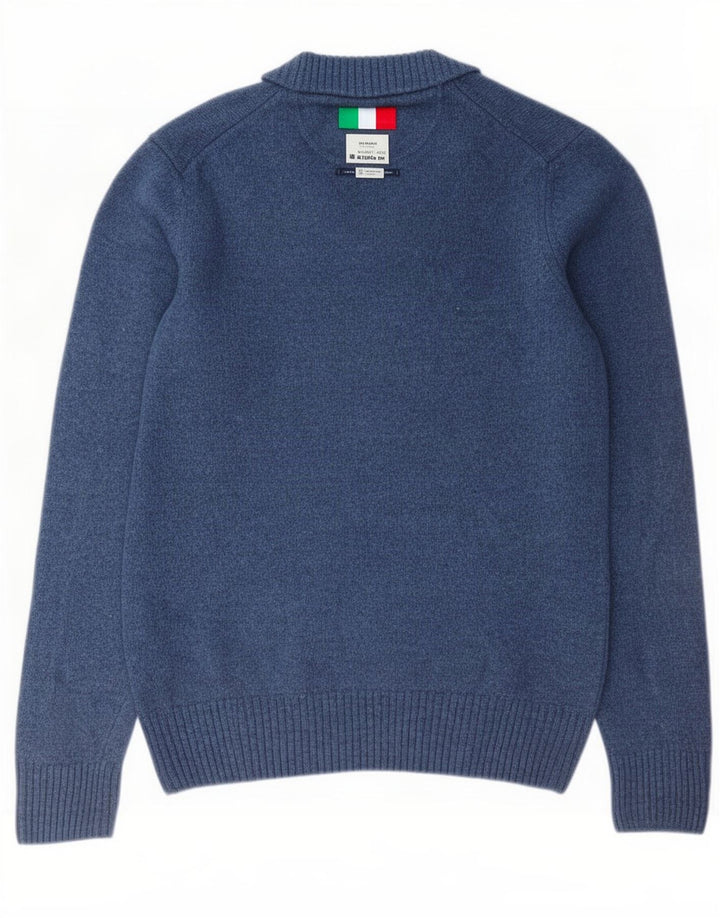 Marlboro Classics Mens V-Neck Jumper Sweater Large Blue Wool