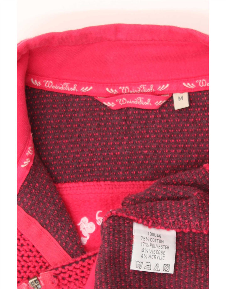 Weird Fish Womens Cardigan Sweater UK 14 Medium Red Cotton